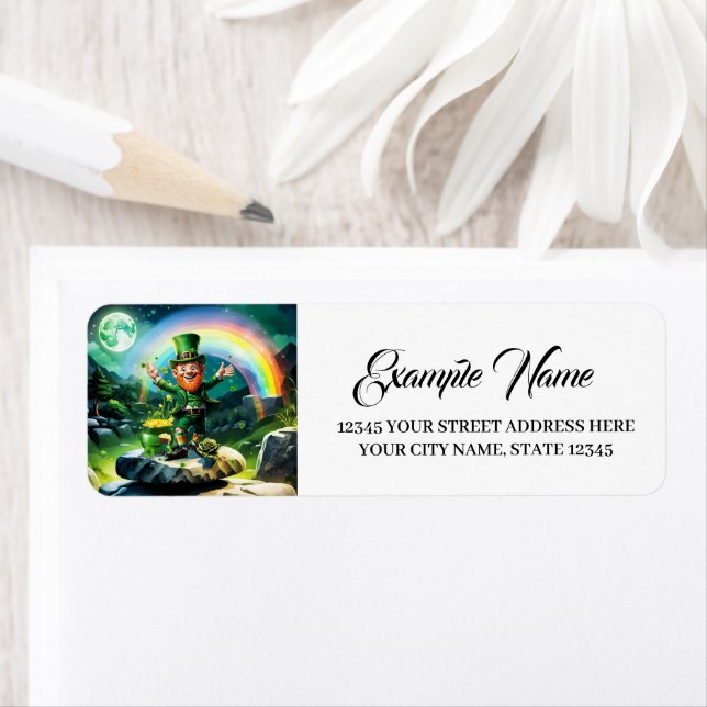 Funny happy  leprechaun return address label (Insitu)