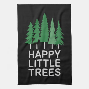 Funny Happy Little Trees Gifts Camping Tea Towel