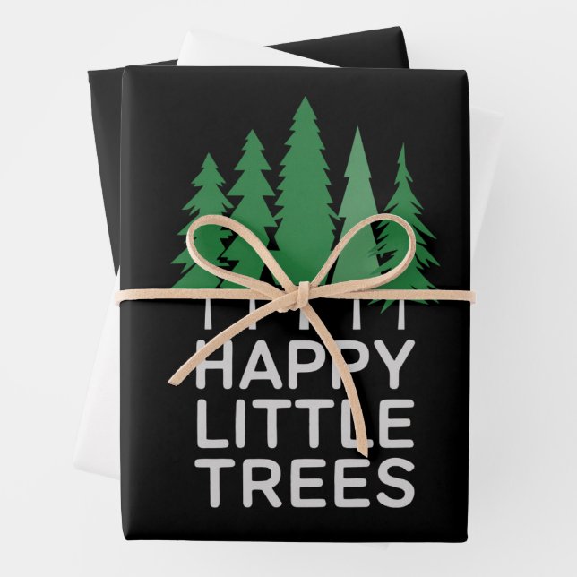 Funny Happy Little Trees Gifts Camping  Wrapping Paper Sheet (In situ)