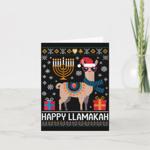 Funny Happy Llamakah Llama With Menorah Card