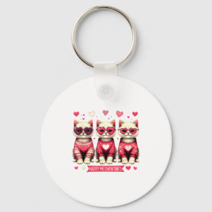 Funny Happy Meowentines Cute Valentine Cats Love C Key Ring
