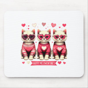 Funny Happy Meowentines Cute Valentine Cats Love C Mouse Pad