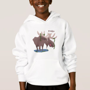 Funny happy moose cartoon illustration