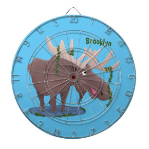 Funny happy moose cartoon illustration dartboard