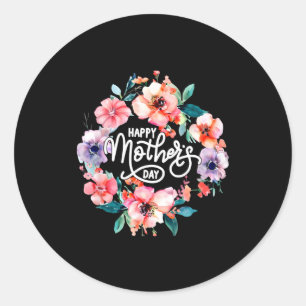 Funny happy mothers day cute floral for women mom classic round sticker