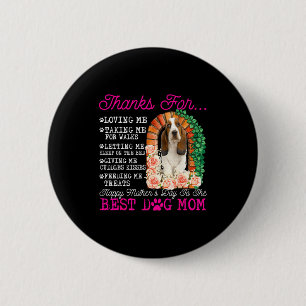 Funny happy mother's day dog mum cute basset hound 6 cm round badge