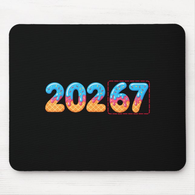 Funny Happy New Year 2026 20267 Ice Cream Drip 67  Mouse Pad (Front)