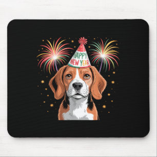 Funny Happy New Year 2026 Beagle Dog New Years Eve Mouse Pad