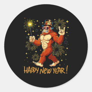Funny Happy New Year 2026 Bigfoot Lovers New Years Classic Round Sticker