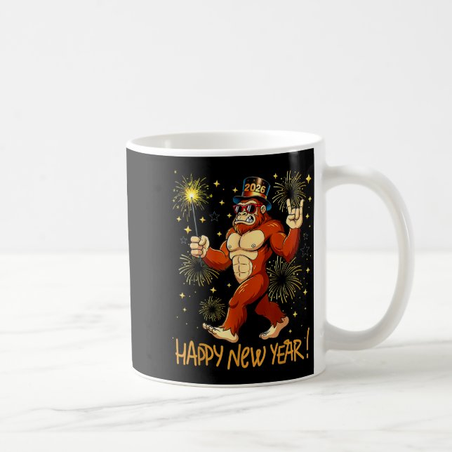 Funny Happy New Year 2026 Bigfoot Lovers New Years Coffee Mug (Right)