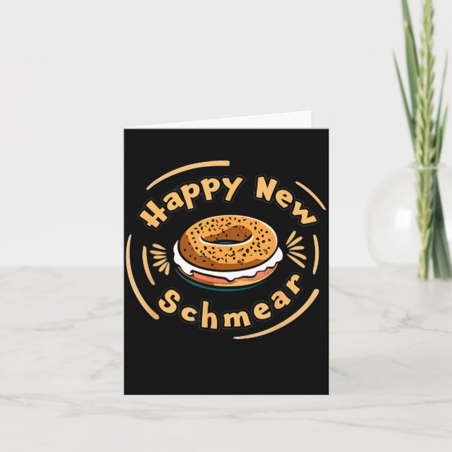 Funny Happy New Year Bagel &amp; Schmear Jewish Br Card (Front)