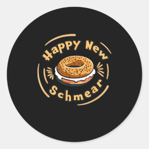 Funny Happy New Year Bagel &amp; Schmear Jewish Br Classic Round Sticker