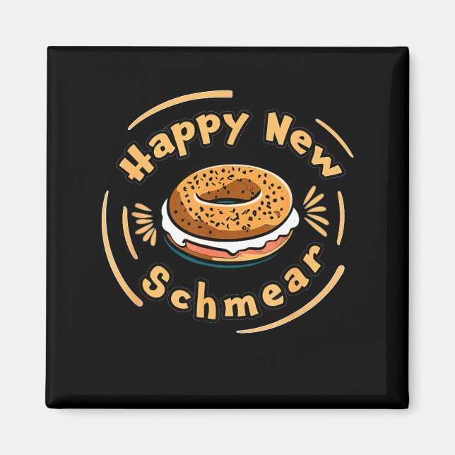 Funny Happy New Year Bagel &amp; Schmear Jewish Br Magnet (Front)