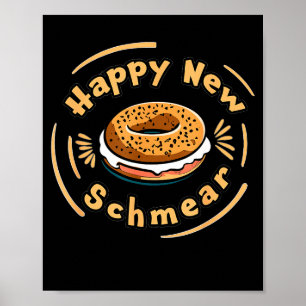Funny Happy New Year Bagel & Schmear Jewish Br Poster