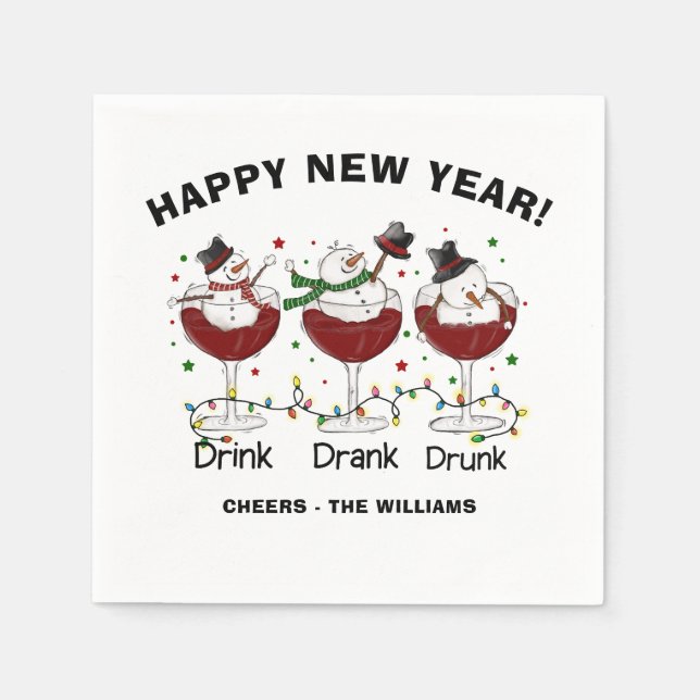 Funny Happy New Year Cocktails Napkin (Front)