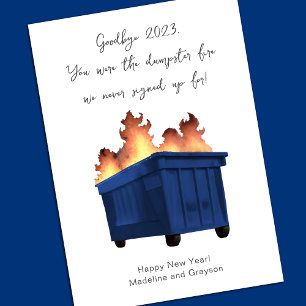 Funny Happy New Year Dumpster Fire Holiday Card