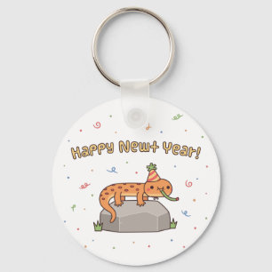 Funny Happy Newt Year, New Year Doodle Key Ring
