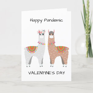 Funny Happy Pandemic Valentine's Llama Holiday Card