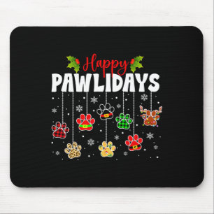 Funny Happy Pawlidays Christmas Dog Paw Xmas Dogs Mouse Pad