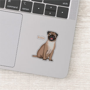 Funny happy pug dog cartoon illustration 