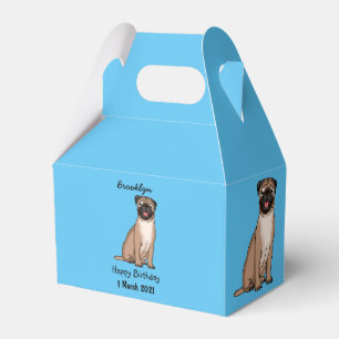 Funny happy pug dog cartoon illustration favour box