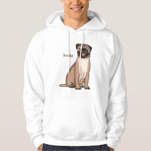 Funny happy pug dog cartoon illustration hoodie