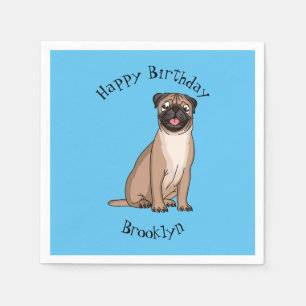 Funny happy pug dog cartoon illustration napkin