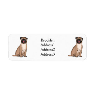Funny happy pug dog cartoon illustration  return address label
