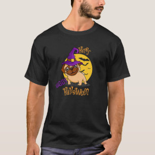 Funny Happy Puggy Halloween Pug Witch Lovers Owner T-Shirt