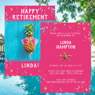 Funny Happy Retirement Party Pink Invitation
