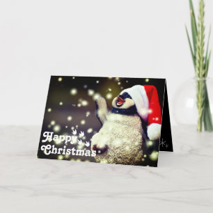 Funny Happy Santa Penguin&Merry Christmas Unique Card