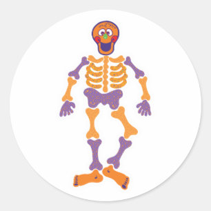 funny happy skeleton classic round sticker