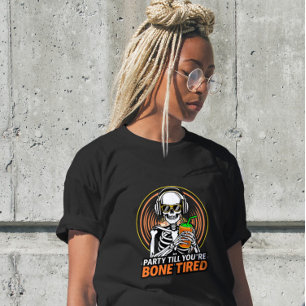 Funny Happy Skeleton Party Dinosaur Shirt