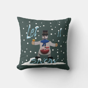 funny happy smiling snowman cushion