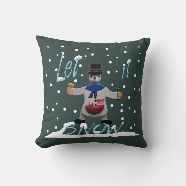 funny happy smiling snowman cushion (Front)