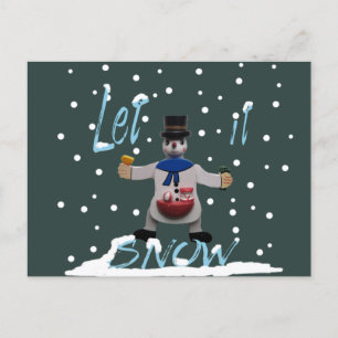 funny happy smiling snowman holiday postcard
