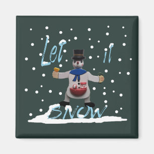 funny happy smiling snowman magnet