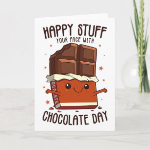 Funny Happy Stuff Your Face With Chocolate Day Eas Card