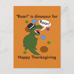 Funny Happy Thanksgiving Dinosaur Personalise Postcard