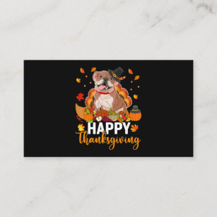 Funny Happy Thanksgiving English Bulldog Dog Turke Business Card