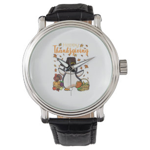 Funny Happy Thanksgiving Penguin Turkey Boys Girls Watch