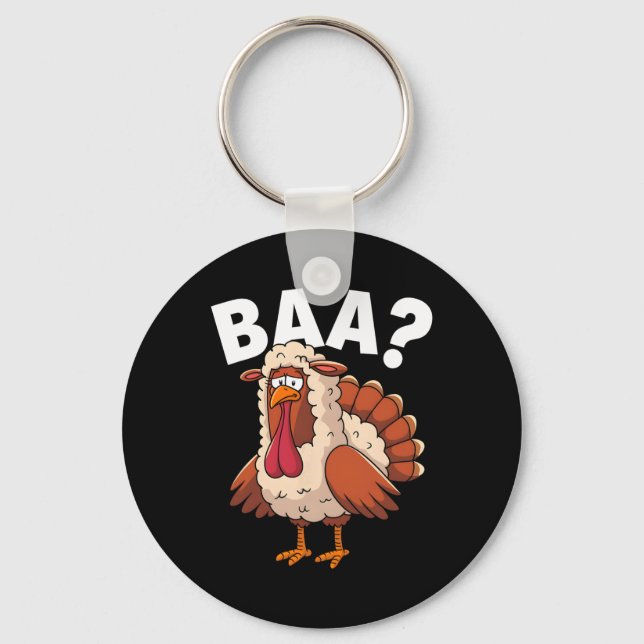 Funny Happy Thanksgiving Turkey A Lamb Costume  Key Ring (Front)