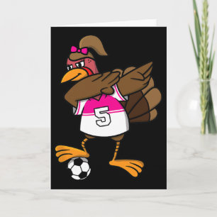 Funny Happy Thanksgiving Turkey Soccer Lovers Boys Card