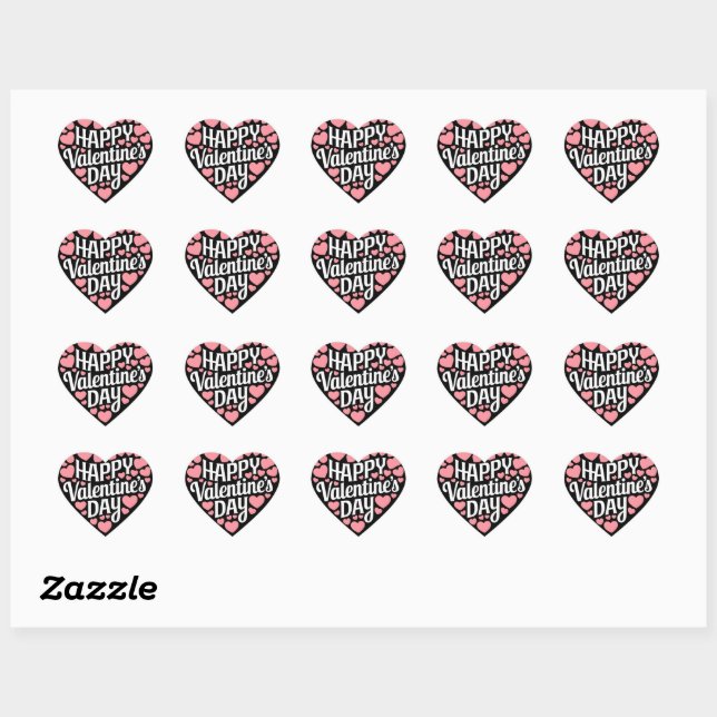 Funny Happy Valentines Day Heart Love Valentine  Heart Sticker (Sheet)