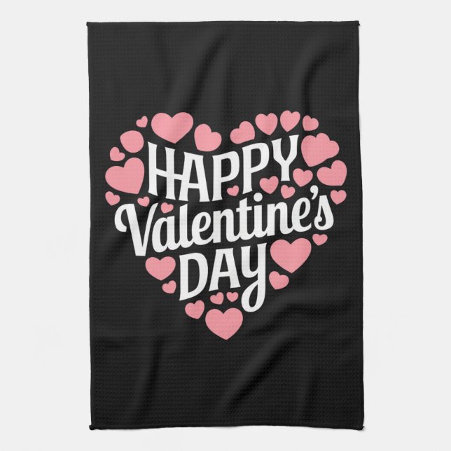 Funny Happy Valentines Day Heart Love Valentine  Tea Towel (Vertical)