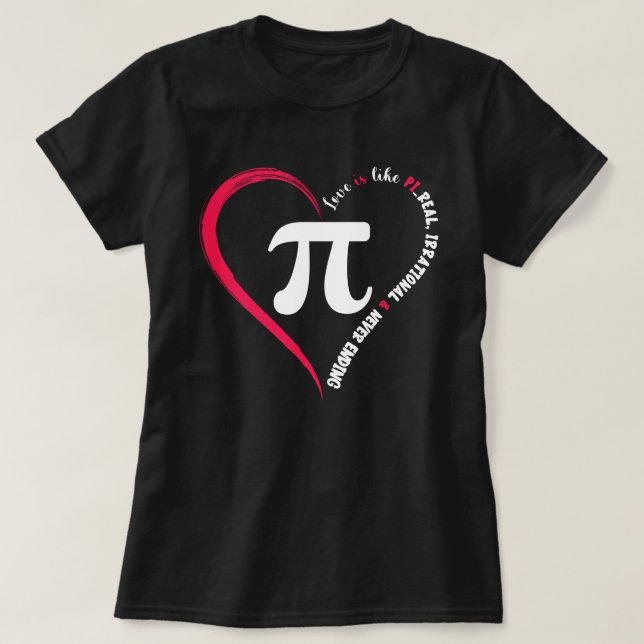 Funny Happy Valentine's Day Love Is Like Pi Math T T-Shirt (Design Front)