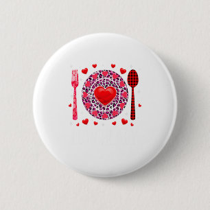 Funny Happy Valentines Day Lunch Lady Leopard Hea  6 Cm Round Badge