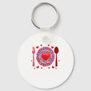 Funny Happy Valentines Day Lunch Lady Leopard Hea Key Ring