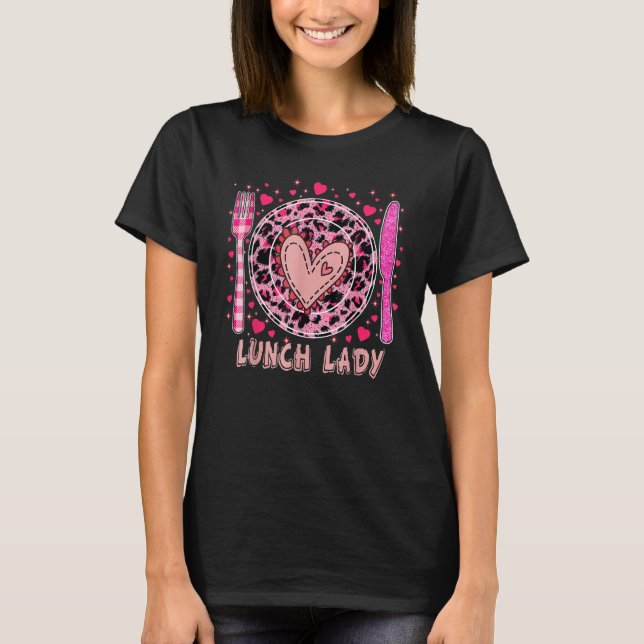 Funny Happy Valentine's Day Lunch Lady Women Match T-Shirt (Front)