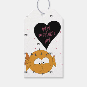 Funny Happy Valentine's Day “Mine Pattern” Puffer Gift Tags